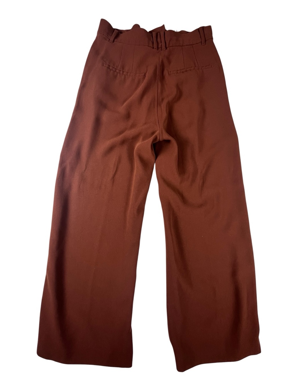 Ann Taylor Wide-Leg High-Rise Pants in Brown rust color with black trim sku 148 - Picture 5 of 12